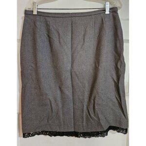 * SPIEGEL Gray Lined Straight Skirt Black Lace Trim Ladies Size 16